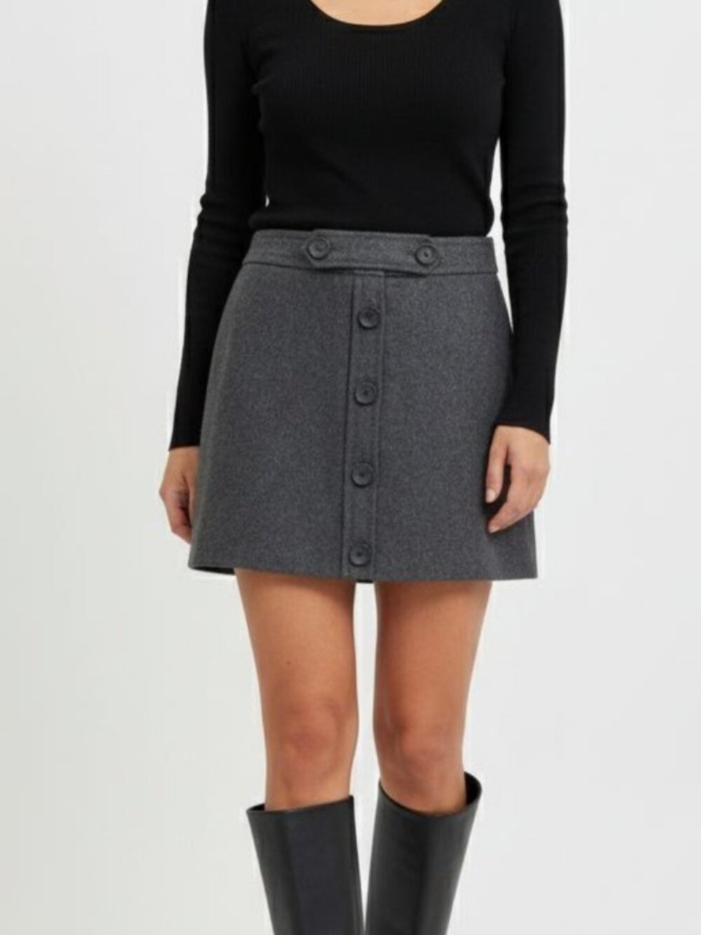 GAP Recycled Wool Blend Button-Front A-Line Mini Skirt - size 4